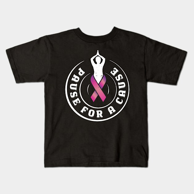 Pause for a Cause Zen Breast Cancer Awareness paws Kids T-Shirt by holger.brandt